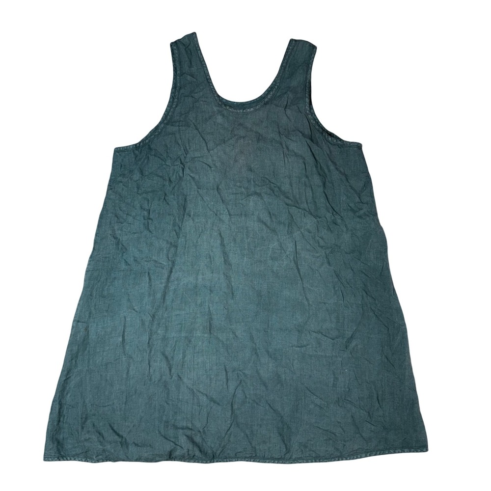 Cynthia Ashby Linen Shift Dress Womens Large Green Excellent Lagenlook USA